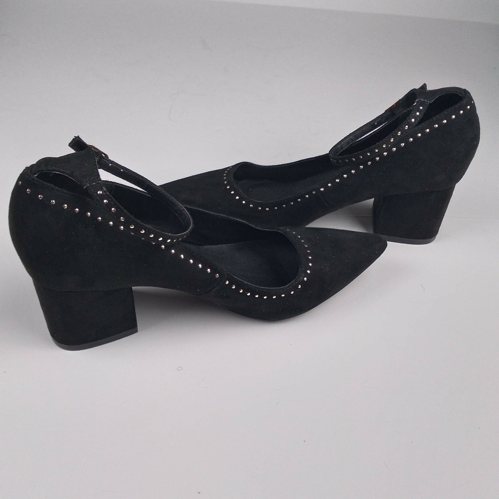 Ann Taylor black  ankle strap with silver studs size 8.5